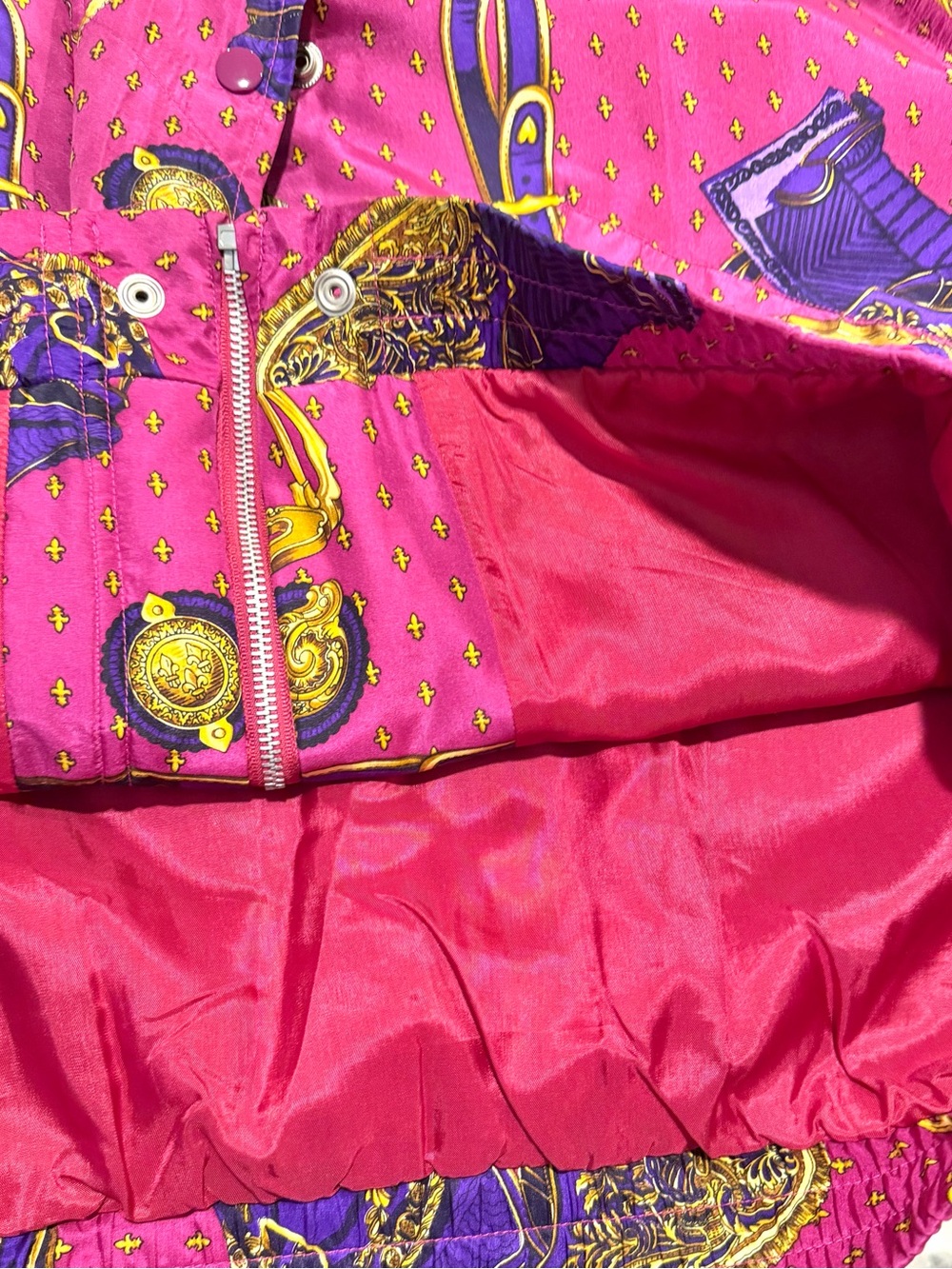 Vintage Regina Porter Women's Pink Purple Equestrian-Print Bomber Jacket Small - Picture 12 of 13